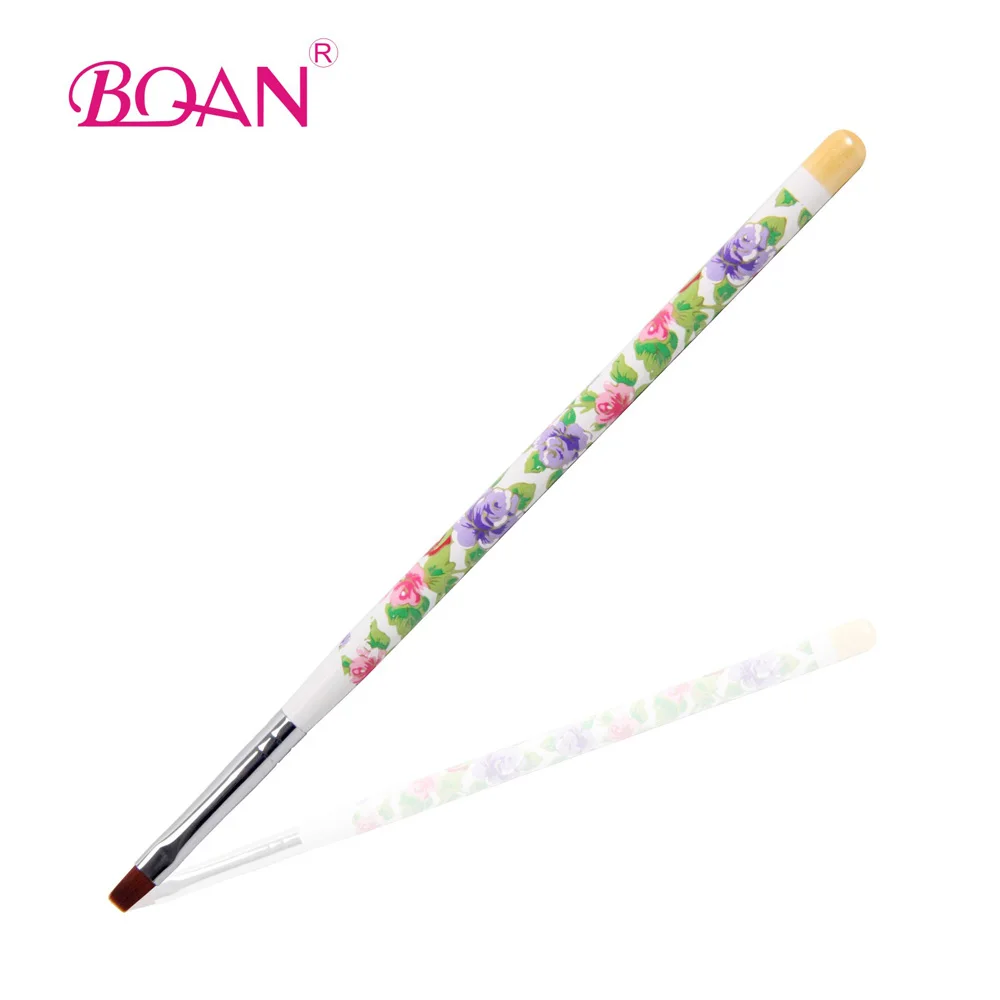 Цветочная печатная деревянная нейлоновая щетка для ногтей кисть для ногтей карандаш гелевая щетка 6