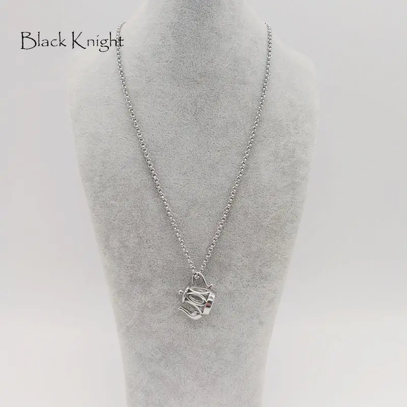 Black Knight Creative women fashion Teapot pendant necklace Silver color stainless steel women necklace with  box BLKN0697