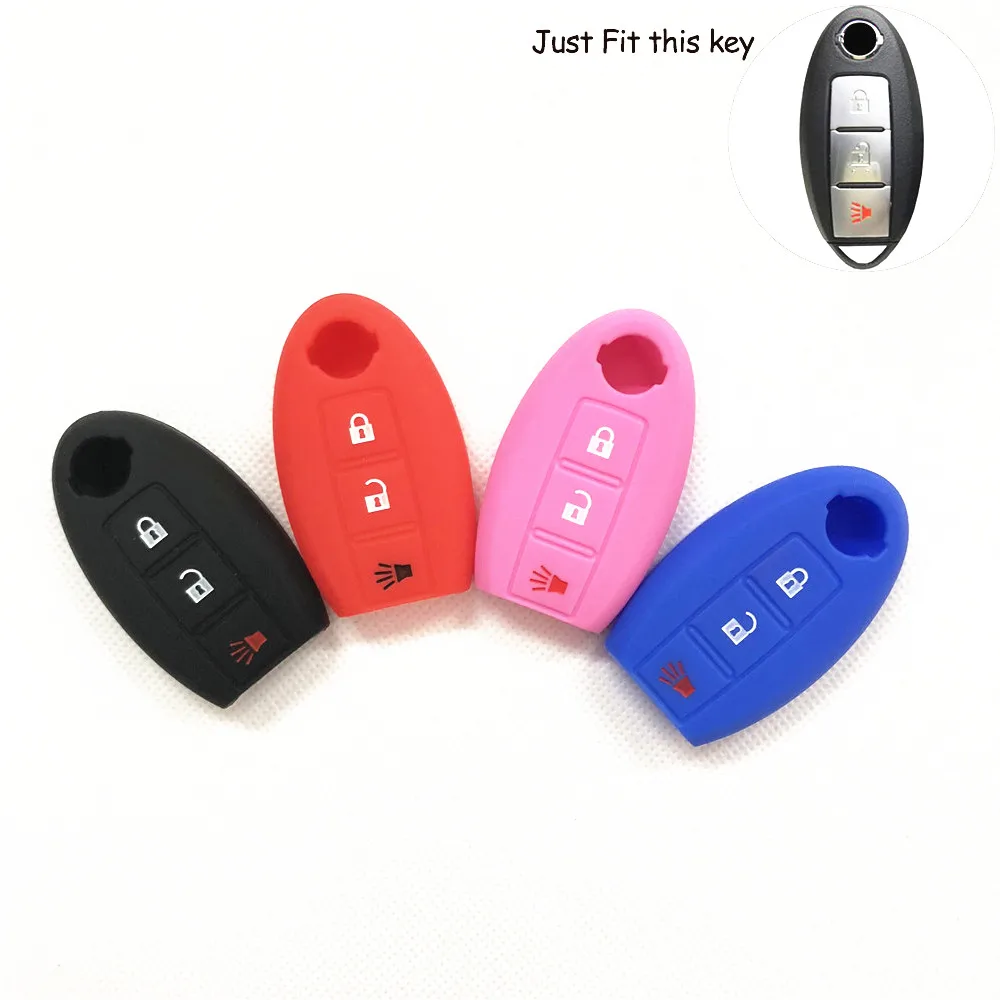 3+1 Buttons Red Silicone Key Skin Fob Cover Holder Jacket Cover fit for Nissan 