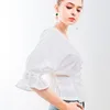 Bella Philosophy Spring Summer Cotton Linen Women Victoria Court Blouse Puff Sleeve French Style Female Blouse Buttons Shirt 2