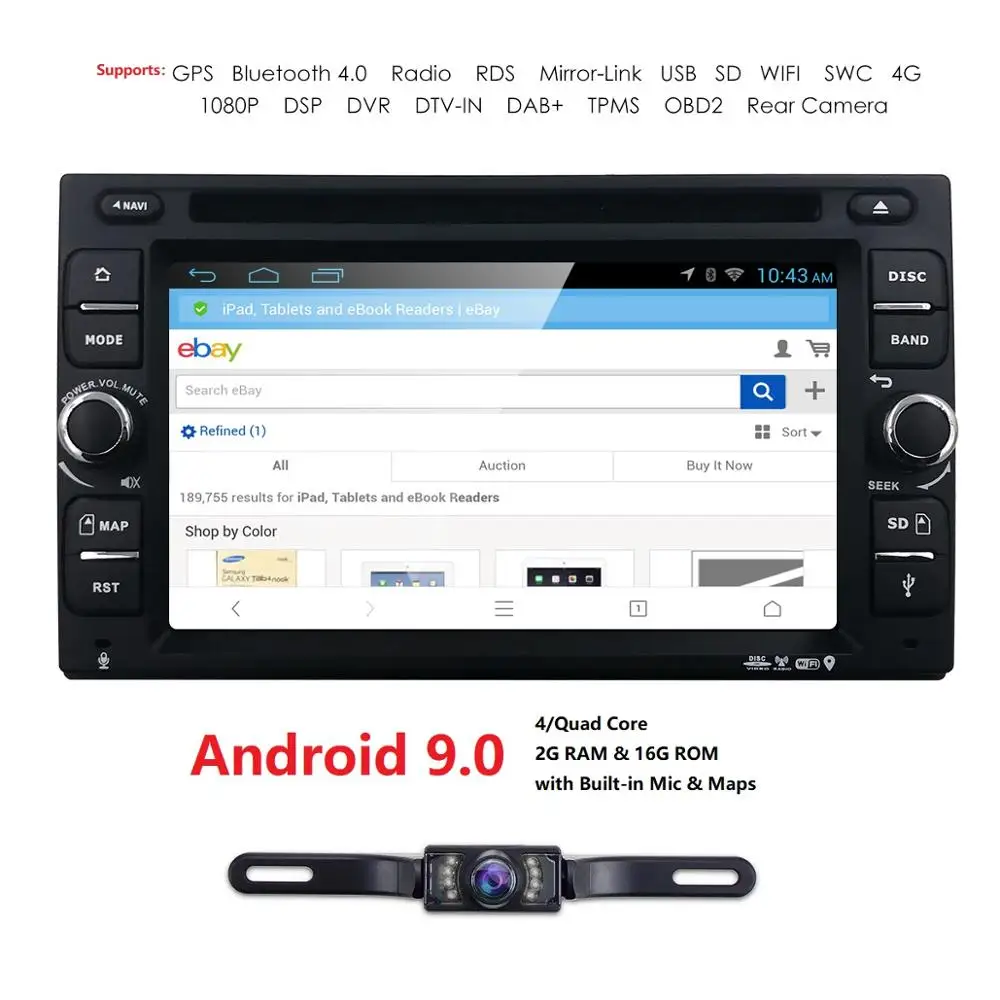 Quad Core Android 9.0 Universal Car DVD Stereo Player GPS navigation Support Bluetooth SD USB SWC 4G RDS DSP WIFI DAB+ TPMS DVR Quad Core Android 9.0 Universal Car DVD Stereo Player GPS navigation Support Bluetooth SD USB SWC 4G RDS DSP WIFI DAB+ TPMS DVR