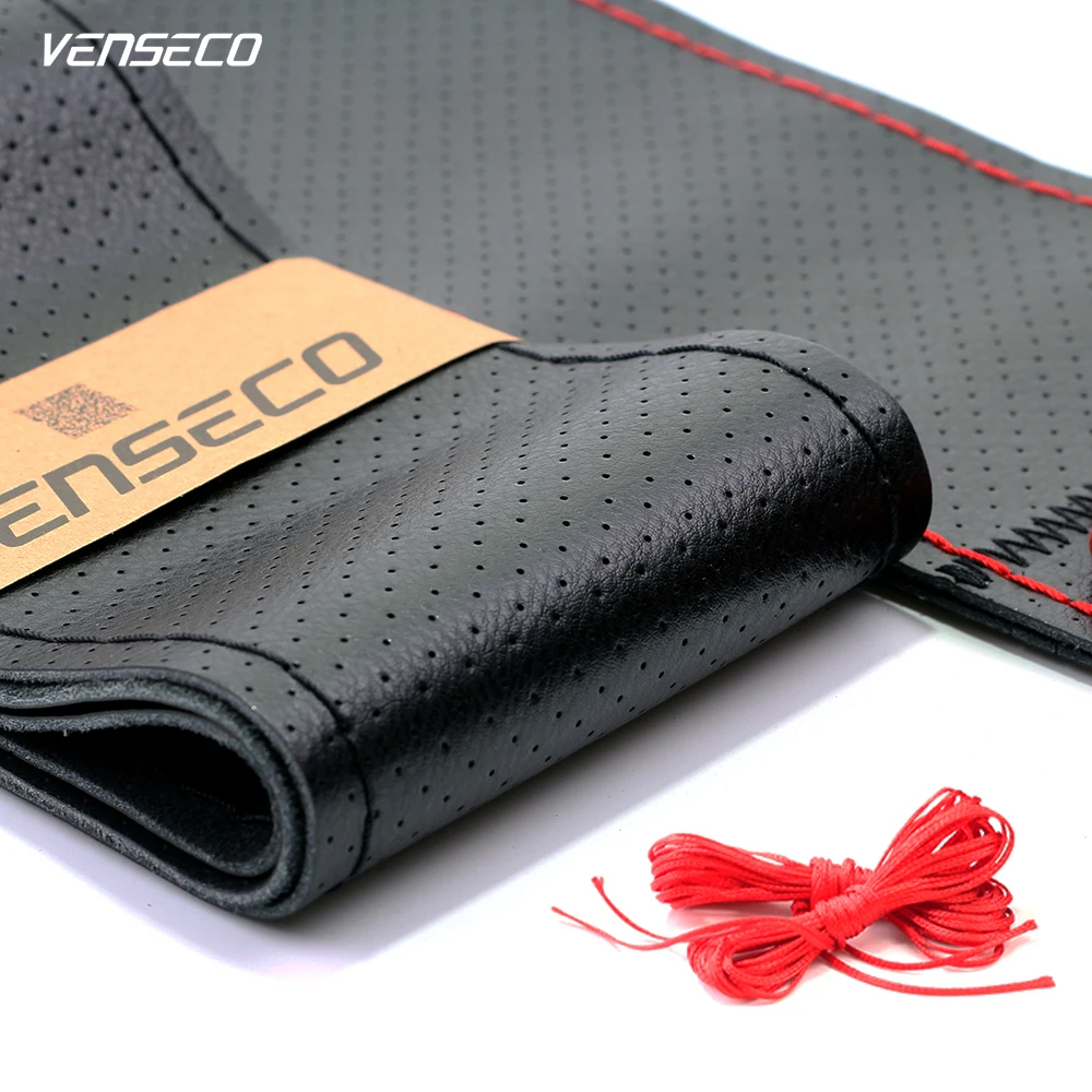 VENSECO genuine leather steering wheel cover soft and wear resistance of leather have ventilation holes universal steering wheel VENSECO genuine leather steering wheel cover soft and wear resistance of leather have ventilation holes universal steering wheel