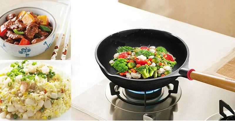 230622/Cast iron with frying pan / 28cm non-stick no fume Induction Cooker / universal wok/Fine workmanship