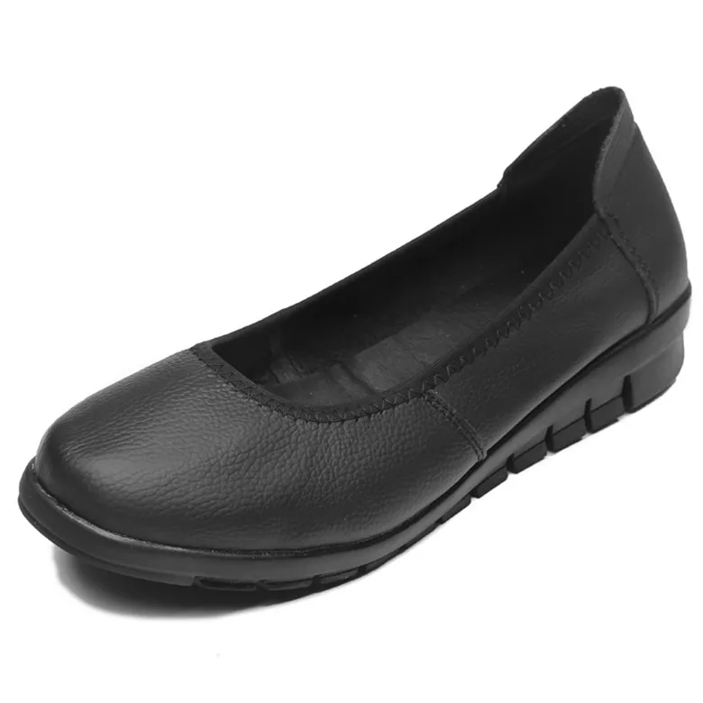 BEYARNEClassic/черные балетки на плоской подошве; женская обувь из натуральной кожи на небольшой танкетке; низкий каблук; удобная Рабочая обувь; womane111 - Цвет: Черный
