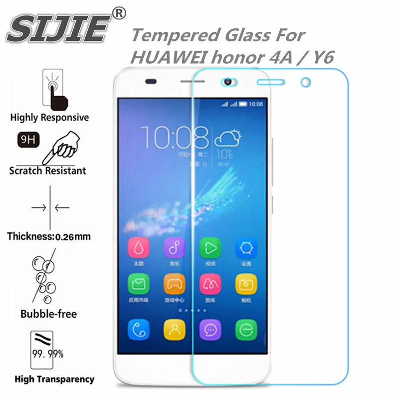 

SIJIE Tempered Glass For HUAWEI honor 4A / Y6 2.26mm Screen Protector protective front stronger 9H hardness thin discount