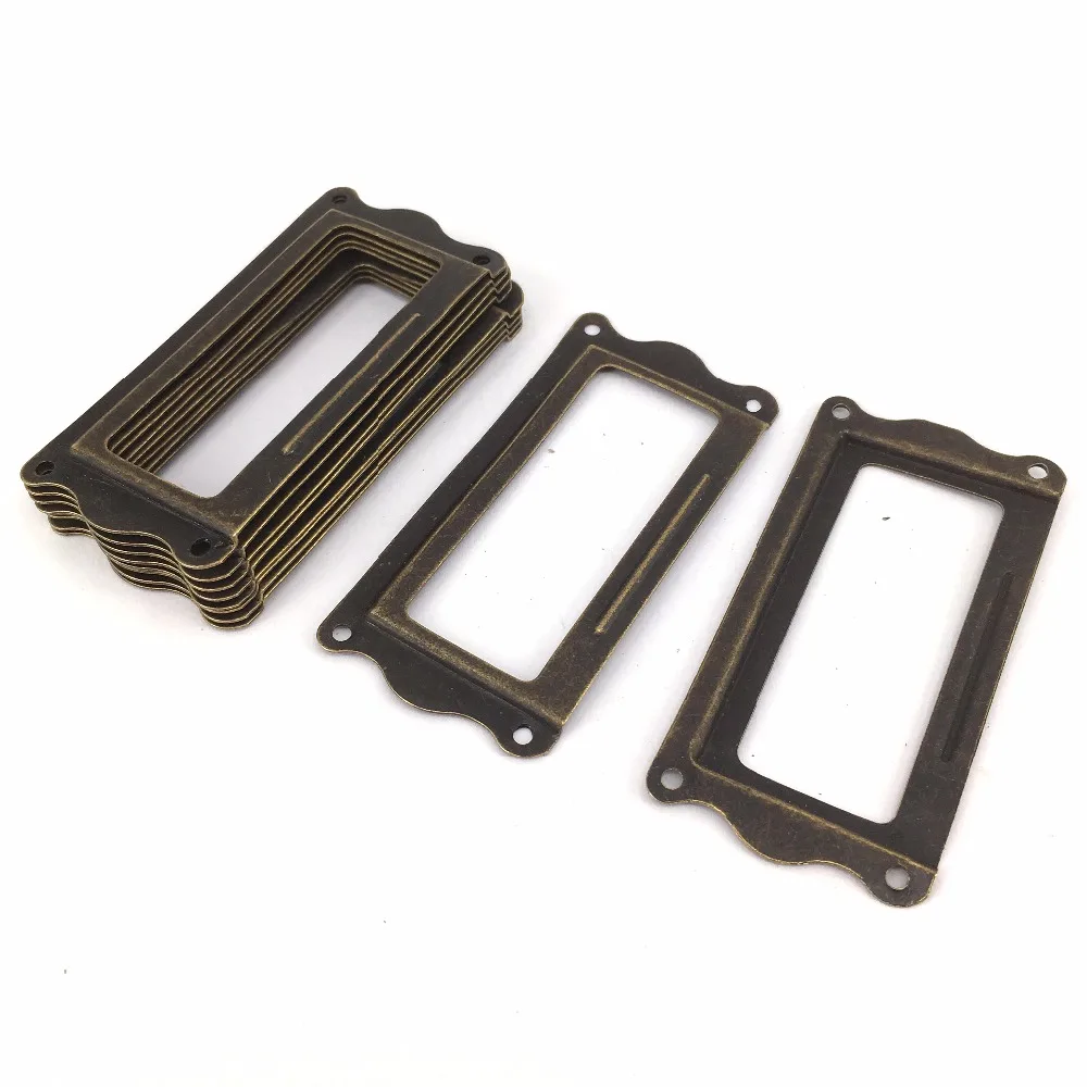 

10PCS Vintage Bronze curve edge cabinet drawer Iron Label Frame furniture/scrapbook Card Holder 64x31mm