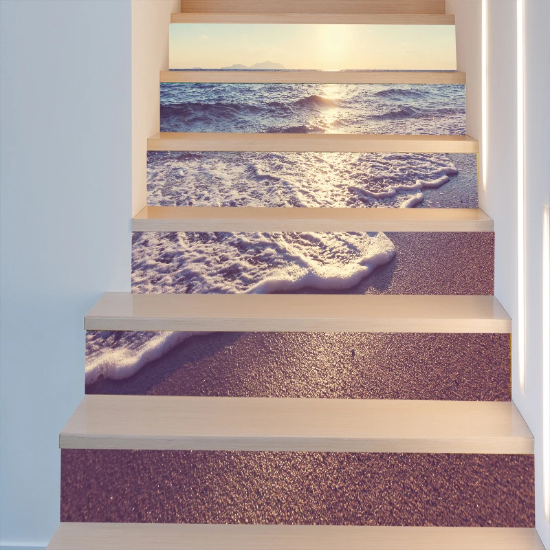 

Beach 6pcs Arabic Style Tile Stairs Stickers Corridor Stairs Stairs Decorated Floor Paste PVC Waterproof Wall Stickers AP25