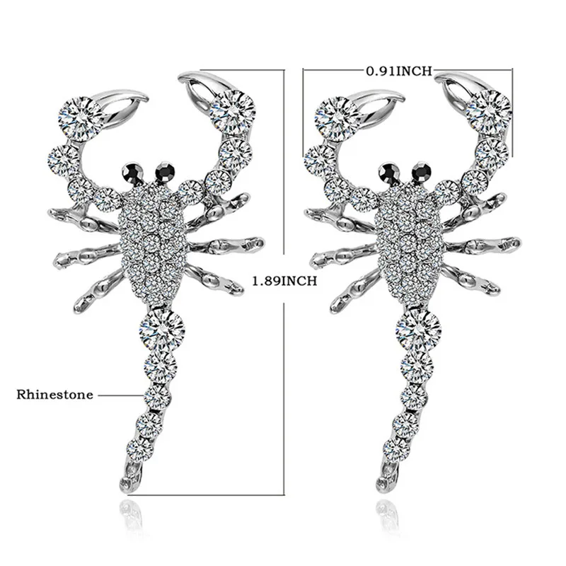 Yesucan панк стиль серьги-гвоздики с животными для женщин и мужчин Полный Кристалл серьга Скорпион серебряный цвет животное подарочный набор украшений для ушей Brincos