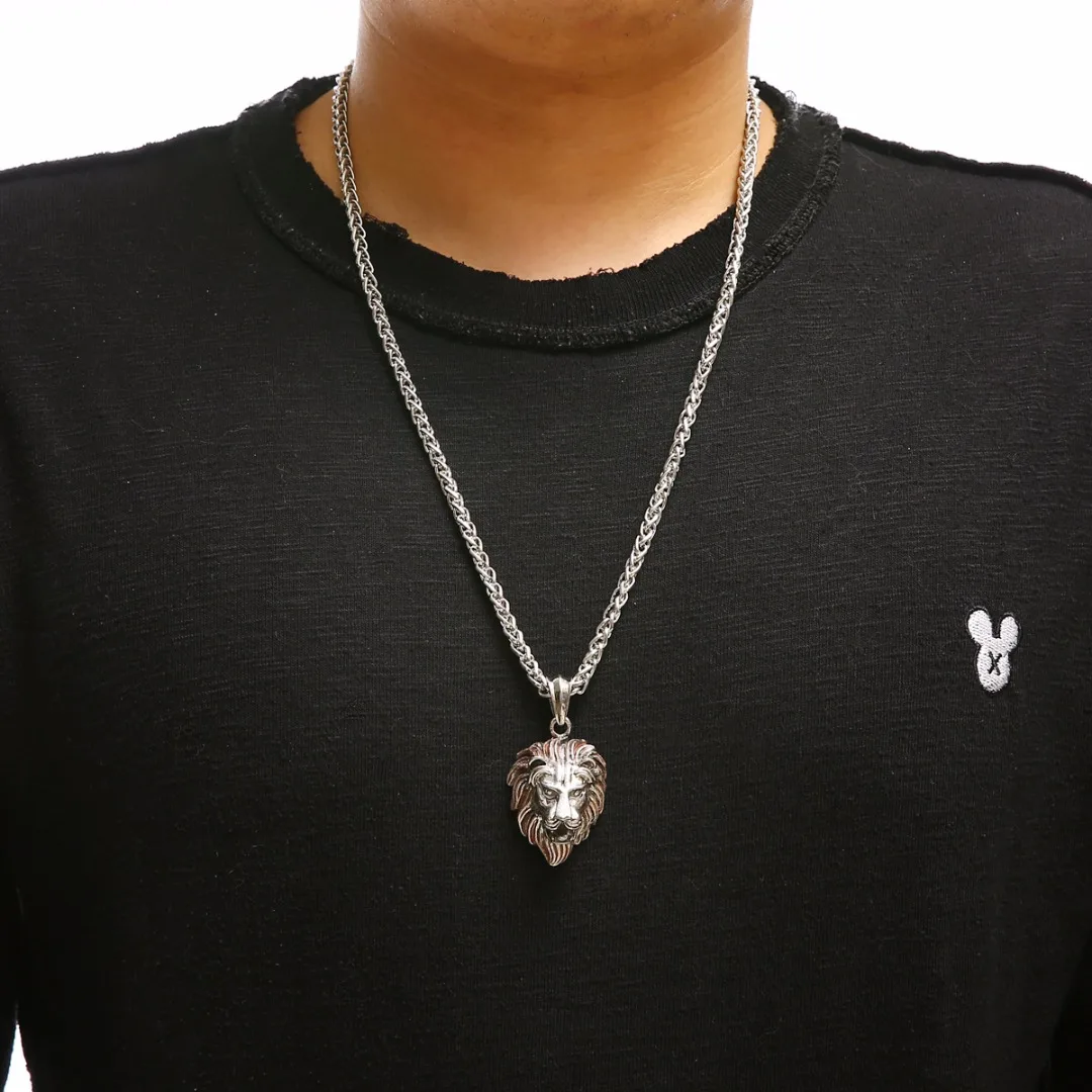 Men's Stainless Steel Luminous Glowing In The Dark Lion Head Pendant Necklace