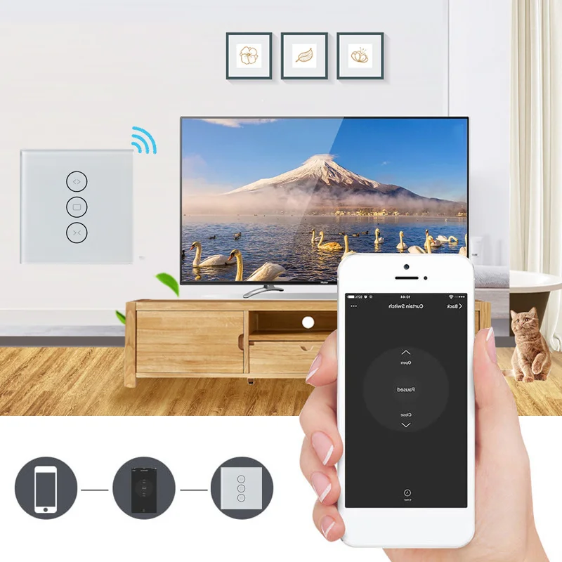 ЕС Wifi сенсорный занавес переключатель настенный переключатель Голосовое управление от Alexa/Google Phone управление для электрического занавес мотор умный дом