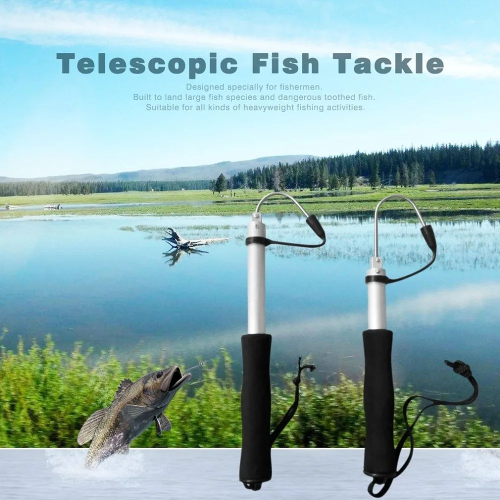 

60cm Or 120cm Stainless Steel Sea Telescopic Fishing Gaff Aluminum Alloy Spear Hook Fish Tackle Outdoor Fishing Tool Free Ship