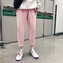 Весна Европейский хип-хоп отдыха нейтральной Стиль в полоску с вышитыми буквами Для мужчин хлопок Штаны Повседневное джоггеры пот Штаны мужской