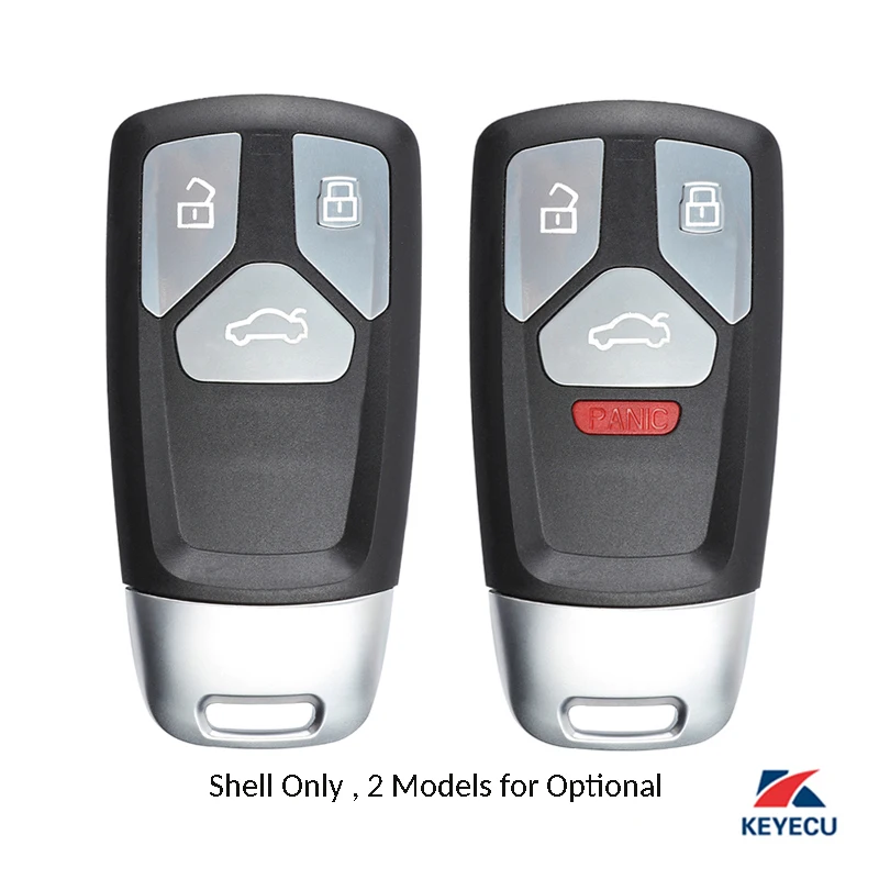 

KEYECU Replacement Prox Smart Remote Key Shell Case Fob 3 / 4 Button for Audi TT A4 A5 S4 S5 Q7 SQ7 2017- up fits: 4M0 959 754