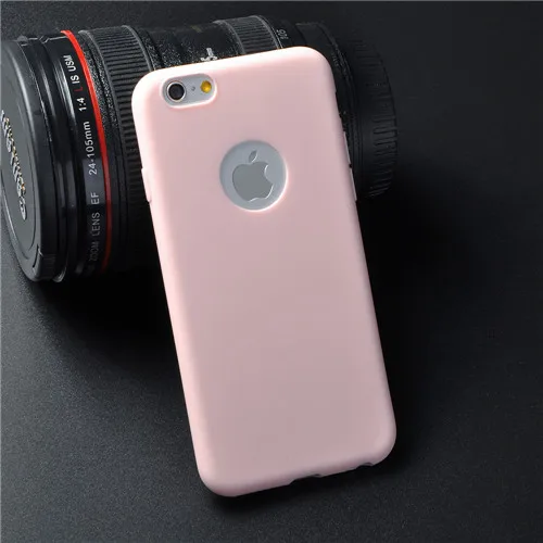 Прекрасный Карамельный Цвет Мягкий ТПУ чехол для телефона для Apple iPhone 6 6S Plus 7 7 Plus резиновый мягкий ударопрочный чехол для телефона s - Цвет: Pink