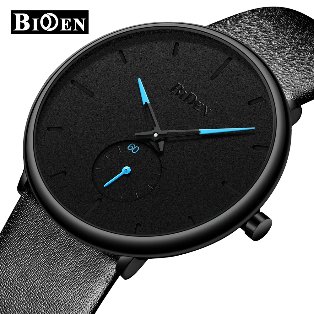 

BIDEN Fashion Mens Watches Male Top Brand Luxury Leather Quartz Watch Men Casual Slim Waterproof Sport Watch Relogio Masculino
