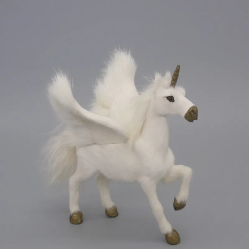 

creative unicorn model toy polyethylene & furs white Pegasus doll home decoration about 16x15cm p0035