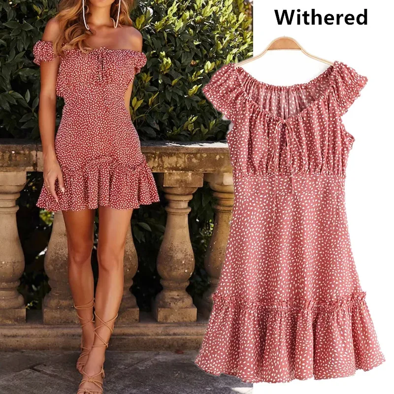 

Withered 2019 summer dress women vestidos print polka dot selvedge stringy sexy mini vestidos de fiesta party dress 2 pieces set