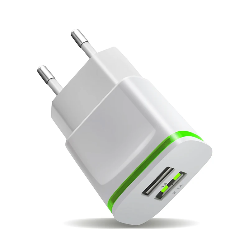 Qqpow ЕС Plug 2 Порты Свет USB Зарядное устройство 5 В 2A сетевой адаптер мобильный