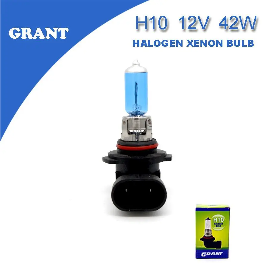 GRANT 2PCS H10 12V 42W Car Halogen Xenon Bulbs 6000K Bright White