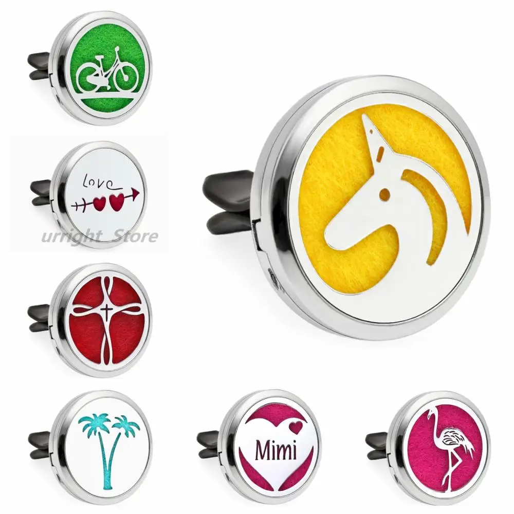 

Mimi bicycle swan unicorn cross 30mm Diffuser Locket Car vent clip Aromatherapy Essential Oil perfume locket Magnetic 10Pads