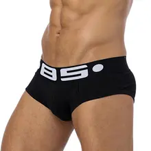 Bs sexy men underwear briefs respirável algodão sólido cuecas dos homens deslizamento marca cueca masculino calcinha dos homens 4 cores bs102