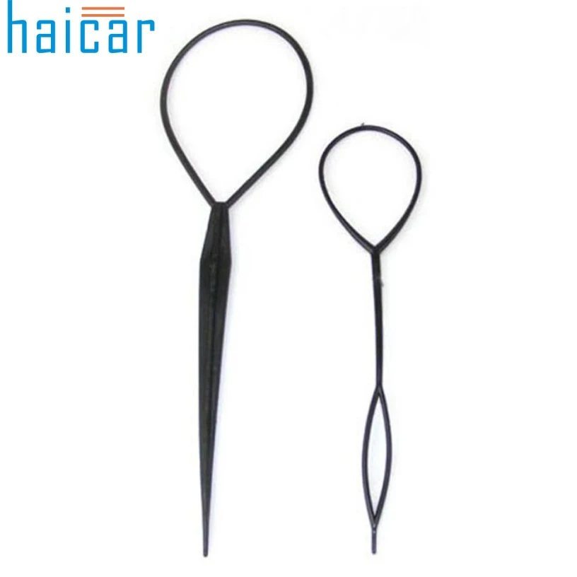 Best Deal Set of 2 Pcs Size L and S Black Topsy Tail Hair Braid Pony Tail Maker Hair Styling Salon Tools for Beauty#30