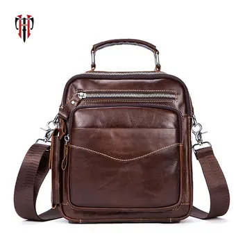 

TIANHOO Genuine leather handle bags for men fashionable casual cell phone PAD pockets crossbody bags for high school book totes