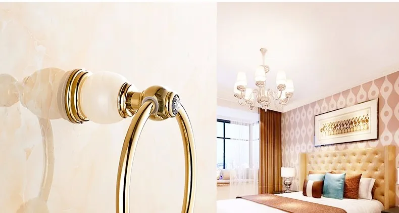 Нефритовые латунь полотенце кольца золото и розовое золото настенные вешалка для полотенец вешалка для полотенец аксессуары для ванной комнаты в 4-х цветов