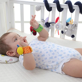 

Infant Baby Kids Rattle Toys 2PCS Plush Insect Soft Baby Rattle Wrist Strap Baby Cartoon Best Gift Wrist Toys Educational Toys