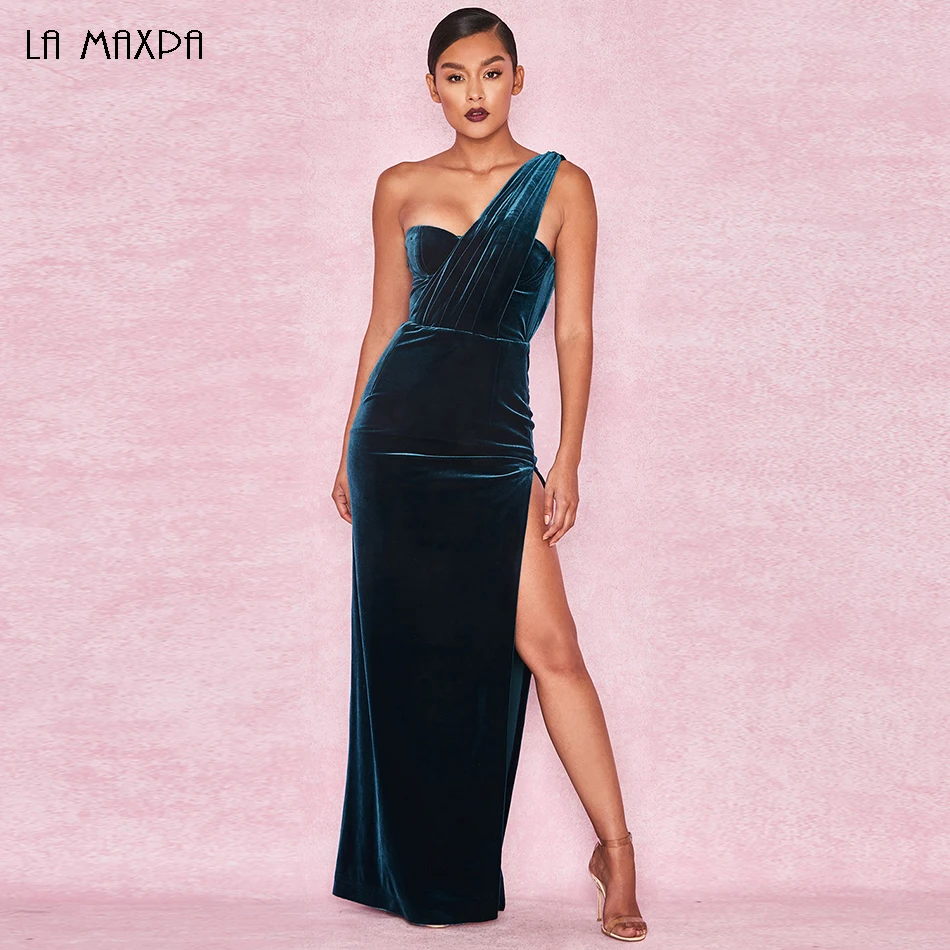 

Fashion Runway Velvet Dress 2017 Autumn Winter Women Vintage Split Long Maxi Dress Sexy Evening Party Dresses Vestidos