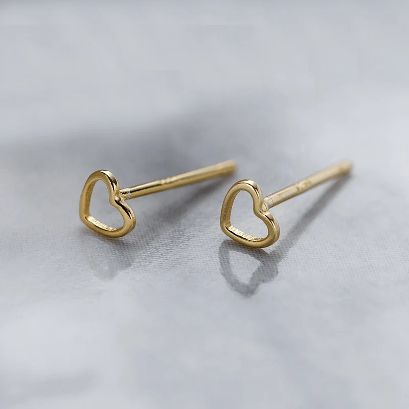 

925 Sterling Silver Tiny heart stud earrings gift for women