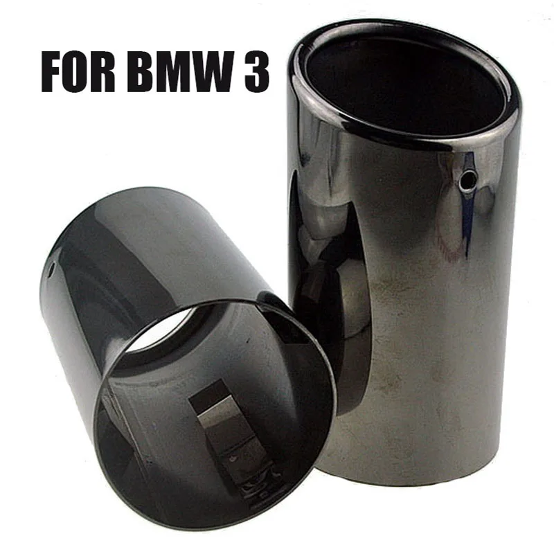 1 Pair Car Tail Exhaust Tip Pipes Titanium Black For BMW E90 E92 325