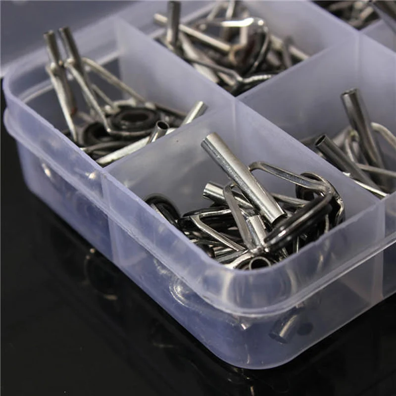 Vara de Pesca Caixa Guia Ponta Kit Reparo Conjunto Faça Você Mesmo Anéis Olho Aço Inoxidável Quadros Cerâmica ts Linha Anel 80 Pçs - Size1-10 6 Ferramentas de pesca