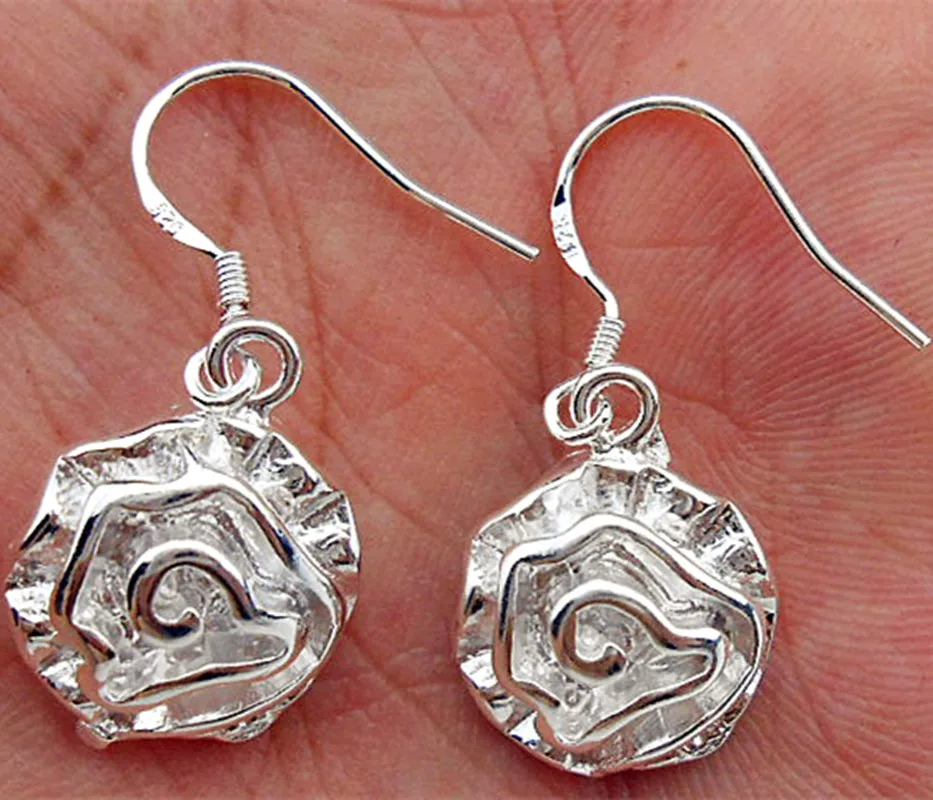 

Hot Sale!Free Shipping 925 Silver Earring,Fashion Sterling Silver Jewelry,Rose Round Earrings