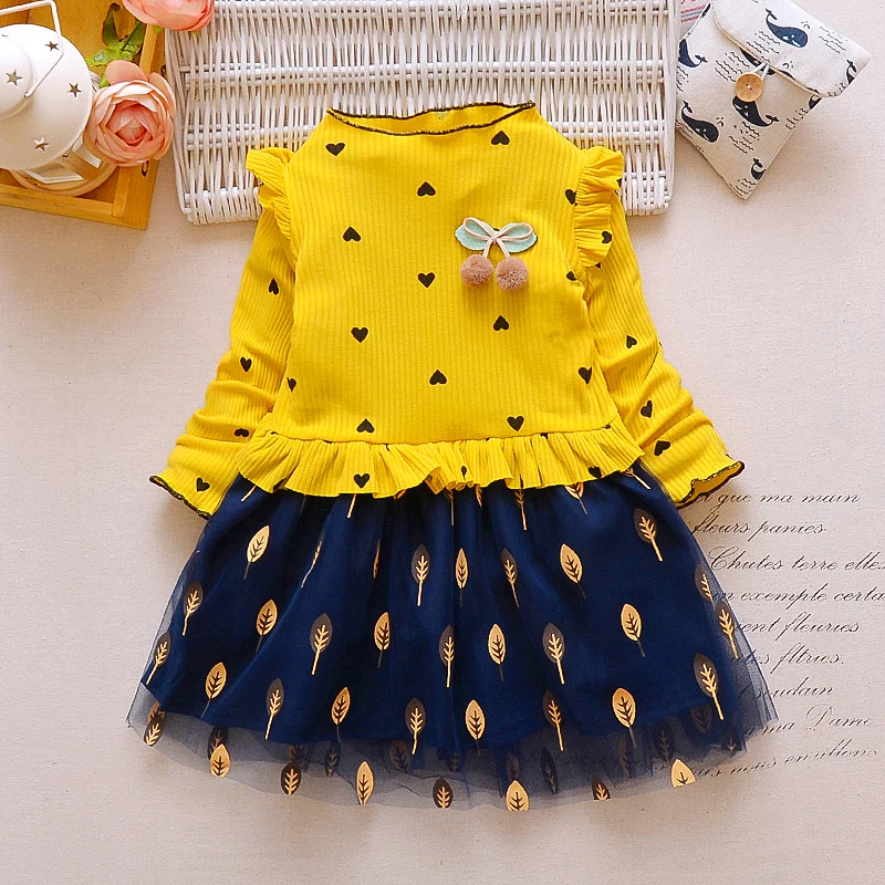 

BibiCola autumn winter children dress fashion thick warm dresses girls kids mesh wedding party princess dress children clothing