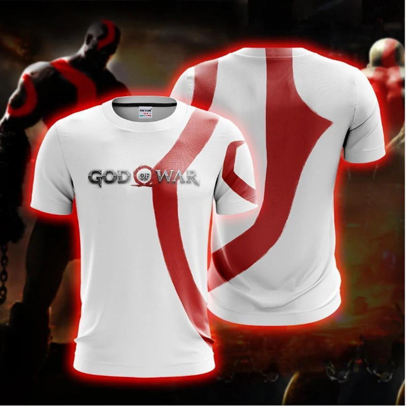 Новинка года; Летние повседневные Топы И Футболки с короткими рукавами; Kratos God Of War(белая) футболка унисекс с 3D рисунком