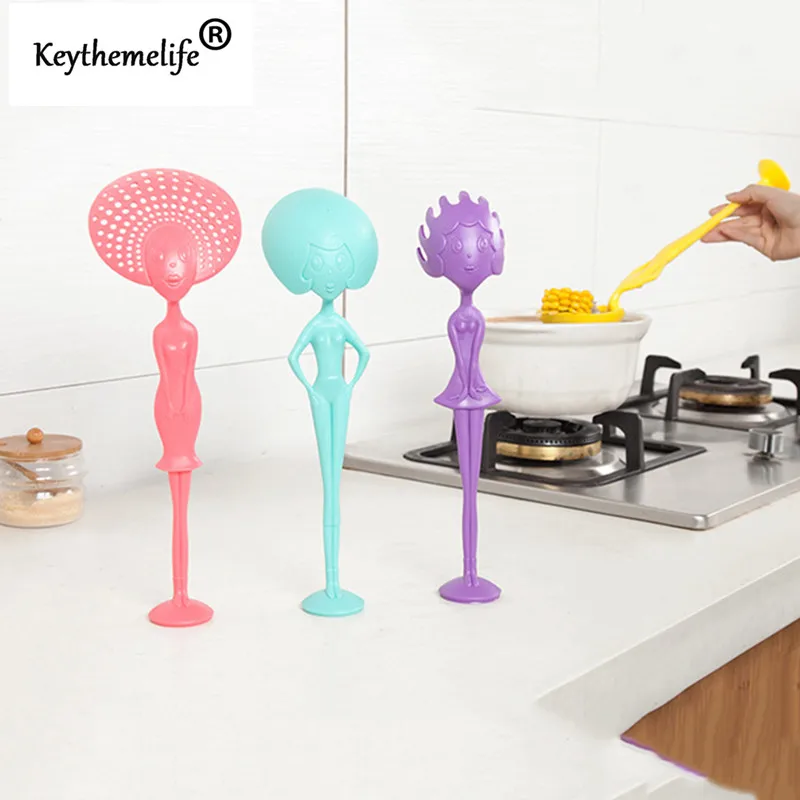 

1PCS Multi-Purpose Can stand human shape Spoon Colander Mein spoon plastic Kitchen Tools Utensils @