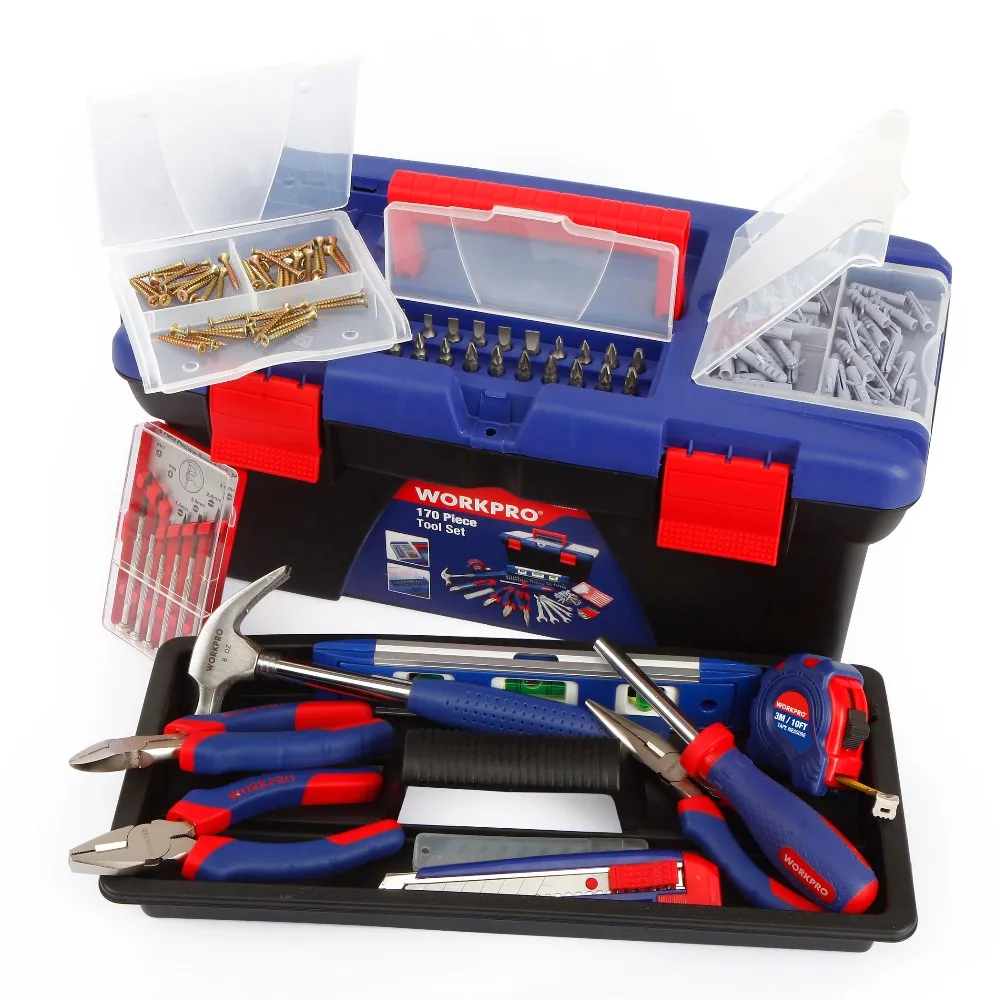 £38.23 Workpro 170pc Household Tool Set Home Tools Plastic Tool Box