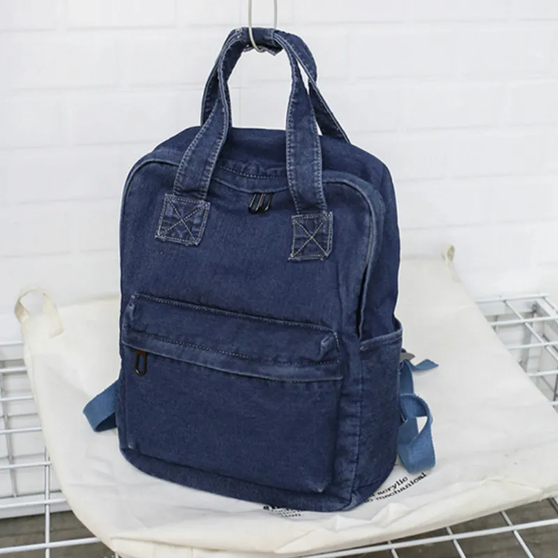 Модный женский рюкзак для школьников-подростков, винтажная стильная школьная сумка для девушек, тканевый рюкзак, женский рюкзак Mochila - Цвет: Dark Blue
