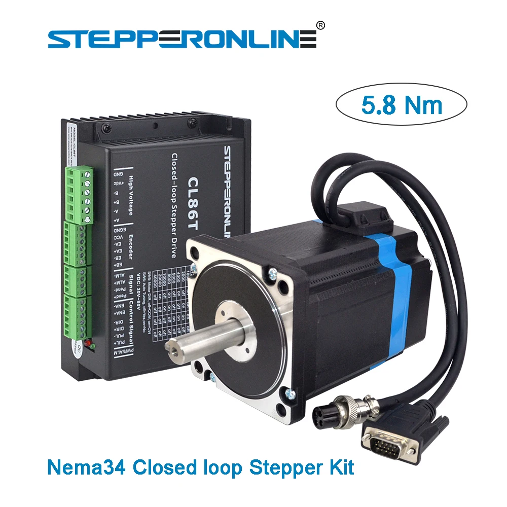 

Nema 34 Stepper Motor Kit Hybrid Servo Closed Loop Stepper Driver + Nema34 5.8Nm Step Motor Servo Motor  2PCS Extension Cable