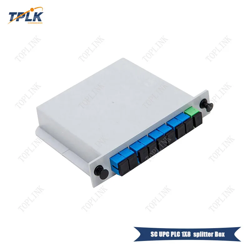 

Free shpping 5pcs/lot SC UPC PLC 1X8 Fiber Optic FTTH Splitter box Optical Coupler SC UPC 1X8 PLC cassette box Fiber Splitter