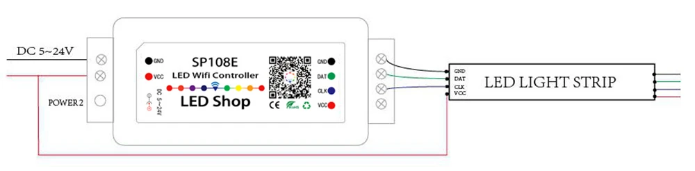 SP108E Wi-Fi WS2811 WS2812B светодиодный музыкальный контроллер SP107E SK6812 SP105E Bluetooth APA102 SP110E WS2801 Пиксели светодиодные полосы DC5-24V