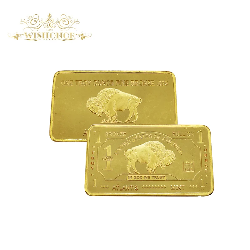 24k чистого золота слиток золота Buffalo доллар США 1 сувенирная монета тонкий Бронзовый слиток золота слиток купить