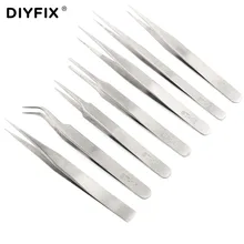 DIYFIX прецизионные электронные пинцеты из нержавеющей стали противоскользящие антистатические Тип штампованной детали щипцы для сбора телефона DIY Инструменты для ремонта