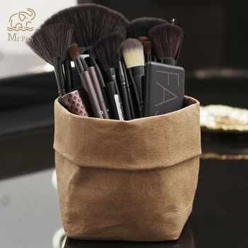 

Multifunction Makeup Brushes Storage Basket Vintage Kraft Paper Pen Holder Office Desk Plant Flowers Pots Cosmetic Bag