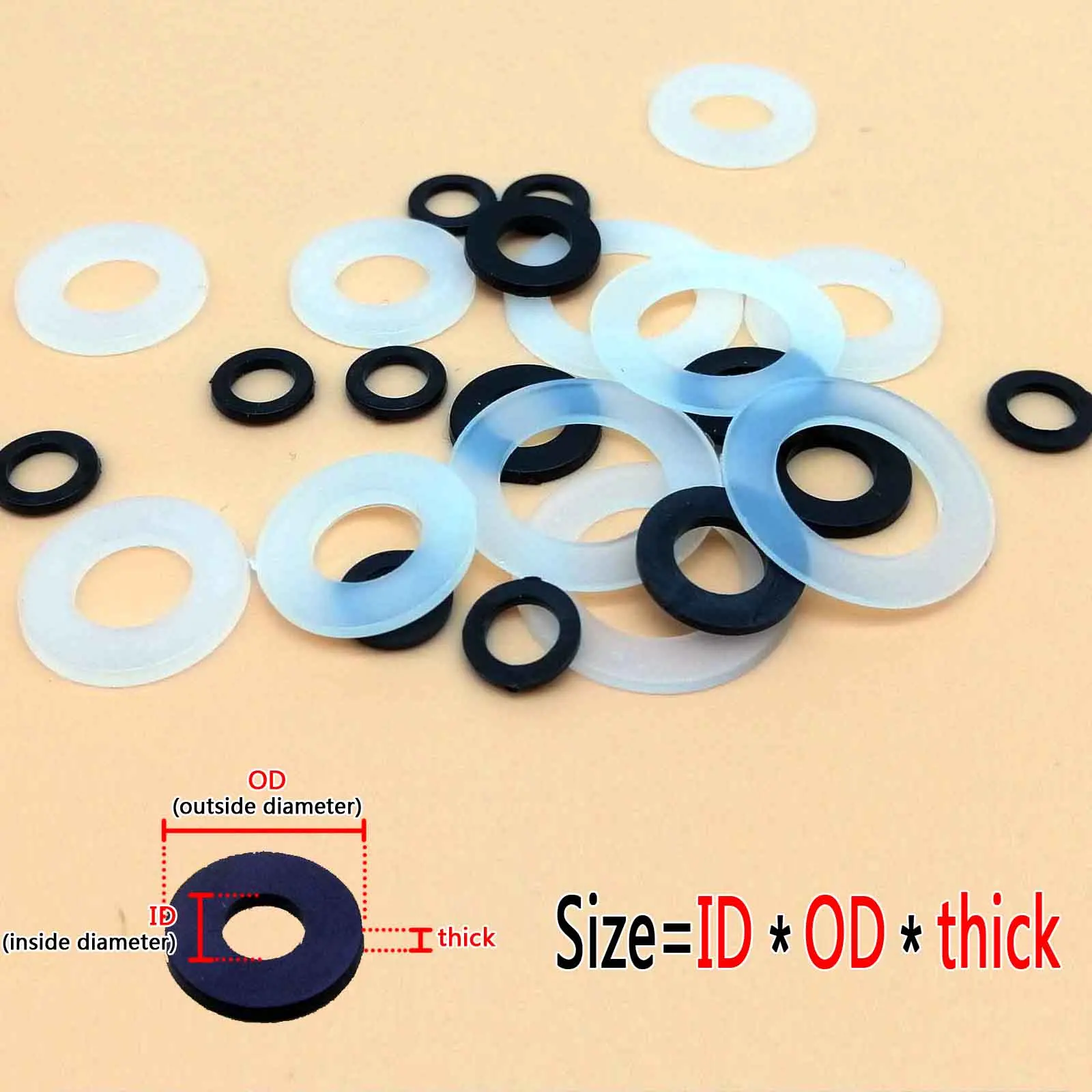 100pcs Black Plastic Nylon Flat Spacer Washer Insulation Gasket For Screw Bolt 