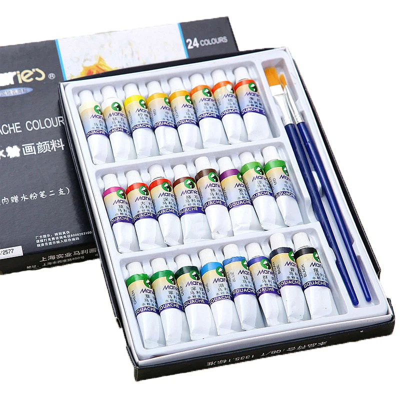 

24 Colors 5ML Gouache Paint Set DIY Watercolor Paint For Fabric Wall Stone Color Art Painting Drawing Tools Art supplies