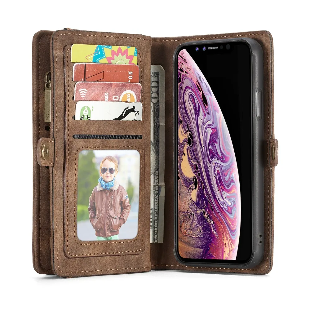 Чехол кошелек из натуральной кожи для iPhone Xs Max/XR Супер органайзер держатель карт с