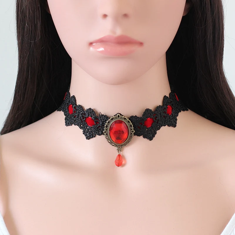 bohemia lace tattoo choker necklace women vintage black red blue bohemia lace tattoo choker necklace women vintage black red blue