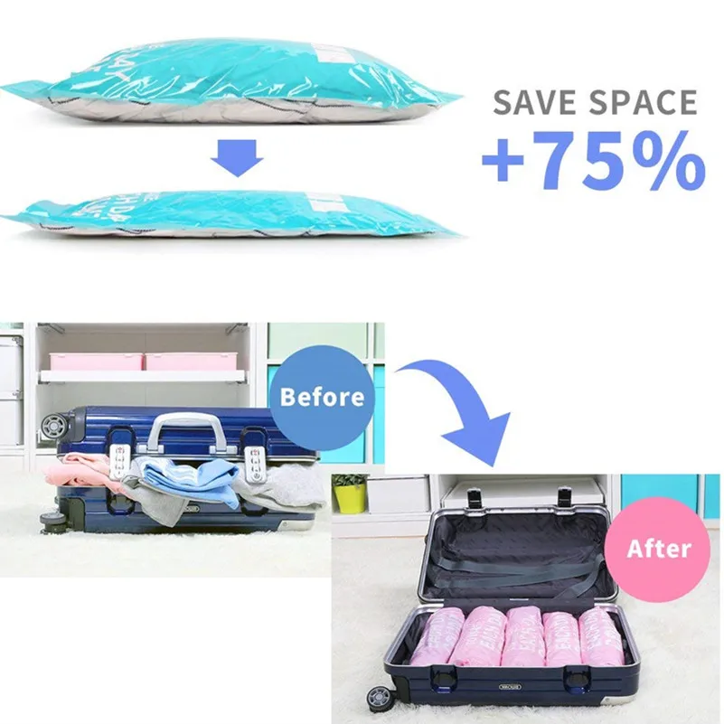 

DR.STORAGE 6pcs Hand Rolling Compression Space Saver Bags for Clothes Vacuum Storage Travel Suitcase Luggage Organizer Bag
